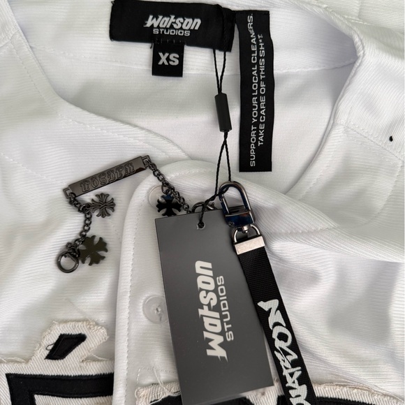 Watson Studios Dept De La Baseball White Baseball Jersey NWT Size XS - Picture 10 of 10